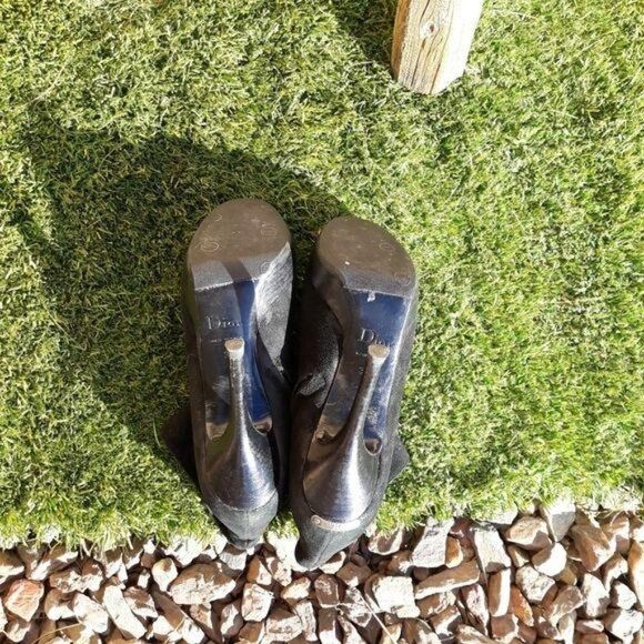 Dior TR1206 Suede Leather Platform‎ Ankle Booties Stiletto Heels Black Sz 37 5.5 - Picture 12 of 15